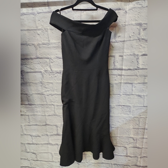 NWOT $254 DRESS THE POPULATION NATALIA OFF THE SHOULDER BLACK DRESS S - Picture 7 of 9